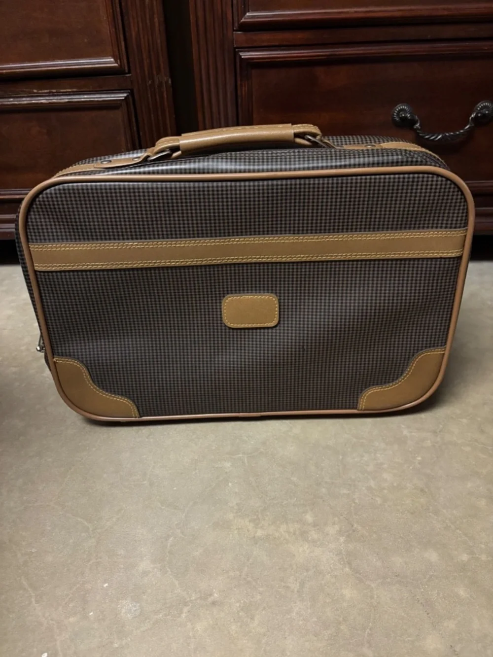 Vintage Admiral Luggage Brown Checkered Bag